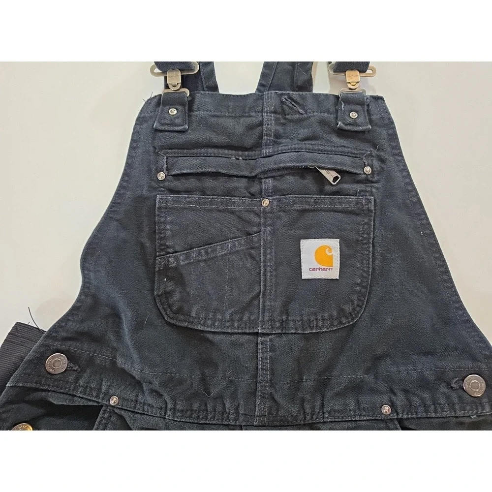 Carhartt 104031 Insulated Bib Overalls Men M Regular Black Quilt Lined Work Pant